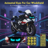 Devil Eyes Light for Motorcycle Windshield, 7''x3'' Flexible Animated LED Eyes, Bluetooth APP & Remote Control Custom Text Pattern Dynamic LED Sign for Car Taxi Sedan SUV